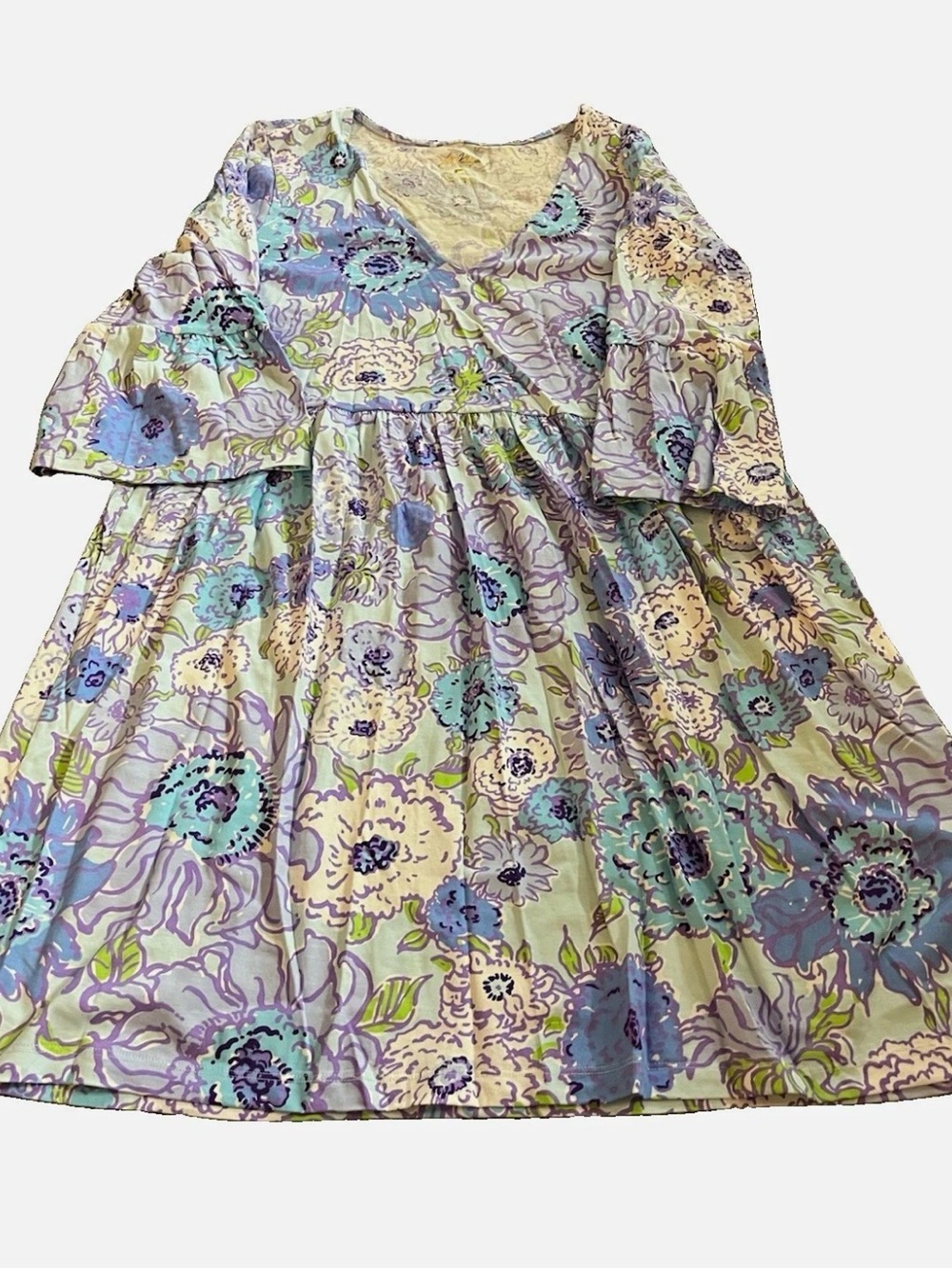 Lilly Pulitzer Jannie V-Neck 3/4 Sleeve Multi Let It Gogh Size L